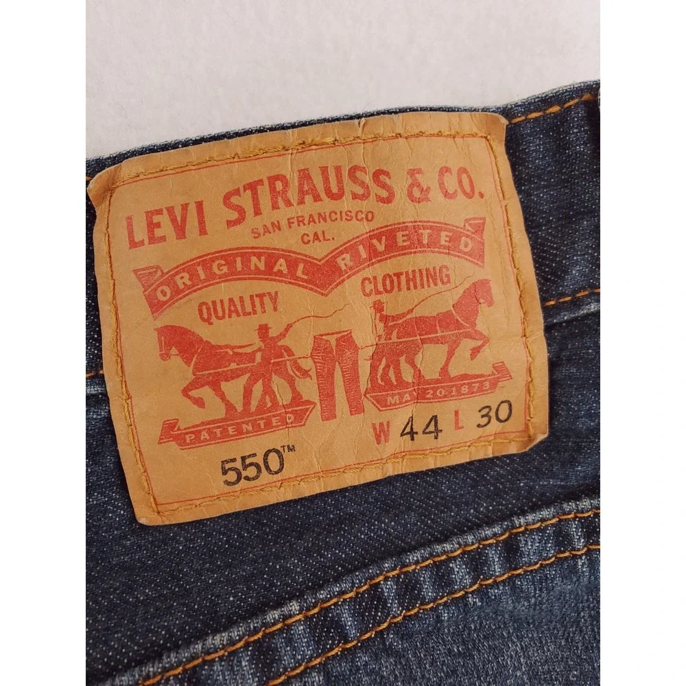 Levis 550 Jeans Mens 44x30 Blue Relaxed Tapered Heavy Denim Baggy Work Pants